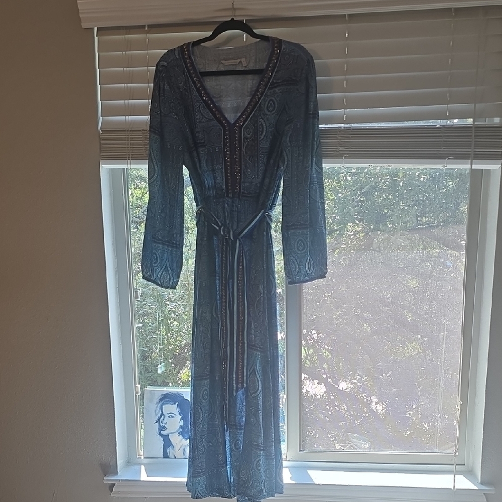 Soft Surroundings Teal Long Sleeve Dress